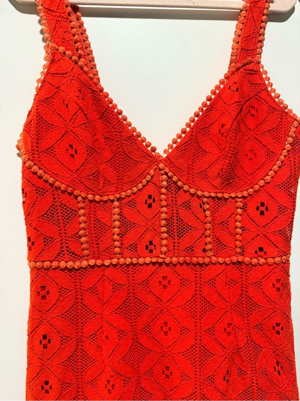 Angel Biba Coral-Red Lace Tank Dress medium